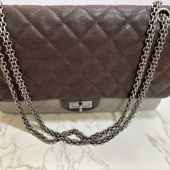 💎Authentic CHANEL Sold
Bi-Color Brown/Grey Leather  QuiltedClassicFlap - Picture 6 of 16